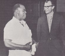 With Louis Armstrong prior to their performances at the Newport Jazz Festival, 1961. 